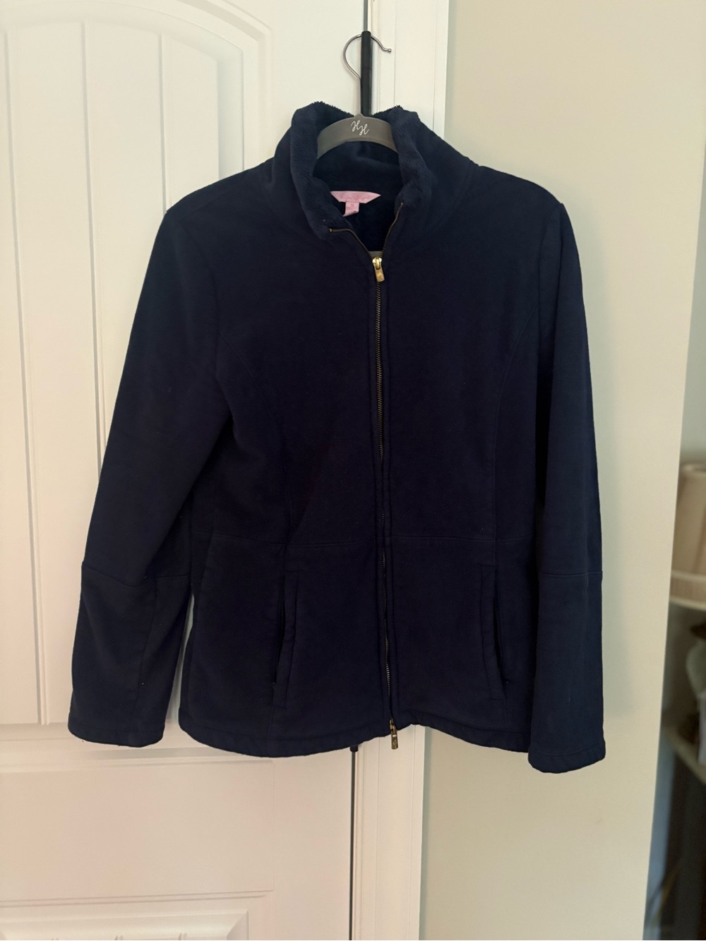 Lilly Pulitzer Navy Zip-Front Fleece Jacket SzM